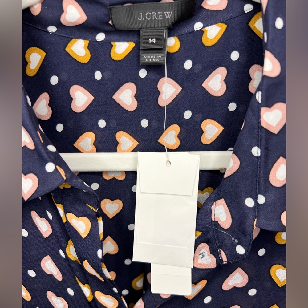 J.Crew 100% Silk Heart Patterned Sleeveless Top